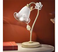 Lampada da comodino Delicate rose in pregiata ceramica SIENA L 22 cm H 29 cm ? 11cm peso 0,55 kg - Attacco Lampada E14 interno esterno, Bianco Vintage multcolor