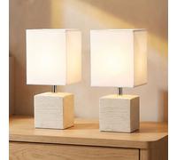 Globo Lampada Da Comodino Da Tavolo LED E14 In Ceramica E Tessuto Beige Bianca