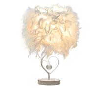 Lampada da comodino GUANSHAN con piume, paralume moderno da tavolo con piume e base in cristallo a forma di cuore e metallo per soggiorno, camera da letto, bar, ristorante, hotel