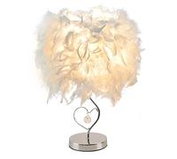 Lampada da comodino GUANSHAN con piume, paralume moderno da tavolo con piume e base in cristallo a forma di cuore e metallo per soggiorno, camera da letto, bar, ristorante, hotel