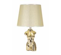 Lampada da comodino in ceramica dorata forma di busto di donna Dimensioni Ø 25x h 39,5 cm in ceramica bianca paralume in tessuto beige oro