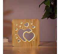 Lampada da comodino in legno a forma di cuore d'amore, luce notturna ottica a LED 3D, decorazione della camera personalizzata Migliori regali cristiani di compleanno di nozze di San Valentino per