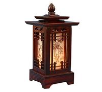 Lampada da Comodino in Legno Fatto a Mano | Design Tradizionale Coreano | Stile Orientale Decorativo | Idea Regalo Unica (Marrone)