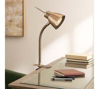 Lampada da comodino Lampada a morsetto in ottone antico Lampada da tavolo mobile Lampada da tavolo con faretto mobile, metallo, 1x LED 3 Watt 165 lm, LxLxH 24x24x37,5 cm