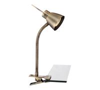 Lampada da comodino Lampada a morsetto in ottone antico Lampada da tavolo mobile Lampada da tavolo con faretto mobile, metallo, 1x LED 3 Watt 165 lm, LxLxH 24x24x37,5 cm