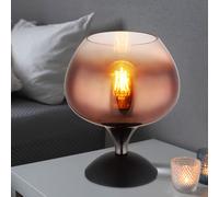 Lampada da Comodino Lampada Tavolo Tavolo Nero Cromo E27 Vetro Rame Trasparente [EEK: Inaditato]