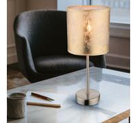 Lampada da Comodino Lampada Tavolo Tavolo Tessuto Oro Nichel Camera da Letto E14 [EEK: Non valutato]
