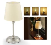 Lampada da comodino LED wireless LuminexDesigns - USB ricaricabile, touch dimmerabile, moderna industriale, base magnetica, argento