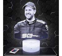 Lampada da comodino, Luce notturna tattile formula 1 S.Vettel - Pilote F1 Lampada illusione 3D LED, idea regalo di Natale per ragazzi e ragazze Lampada da notte per bambini o adulti
