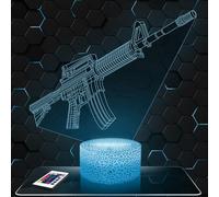 Lampada da comodino, Luce notturna tattile Fucile d'assalto M16 Lampada illusione 3D LED, idea regalo di Natale per ragazzi e ragazze Lampada da notte per bambini o adulti