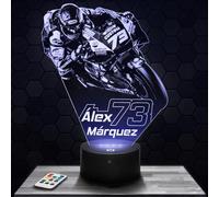 Lampada da comodino, Luce notturna tattile GP MOTO Á. Márquez Lampada illusione 3D LED, idea regalo di Natale per ragazzi e ragazze Lampada da notte per bambini o adulti