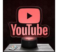 Lampada da comodino, Luce notturna tattile Logo Youtube Lampada illusione 3D LED, idea regalo di Natale per ragazzi e ragazze Lampada da notte per bambini o adulti TOP