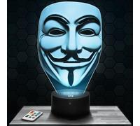 Lampada da comodino, Luce notturna tattile Masque Guy Fawkes Anonymous V pour Vendetta Lampada illusione 3D LED, idea regalo di Natale per ragazzi e ragazze Lampada da notte per bambini o adulti