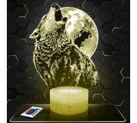Lampada da comodino Lupo Luna decorazione collezione Animale Lupo Idea regalo uomo donna oggetto Lupo Luna lucina notturna adulto decorazione camera. Idea regalo natale uomo donna originale TOP