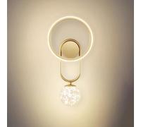Lampada da Comodino Moderna a LED da 15 W, Rotonda in Metallo con Paralume in Sfere di Vetro, 3000 K/4500 K/6000 K, Applique a 2 Fiamme per Soggiorno, Camera da Letto