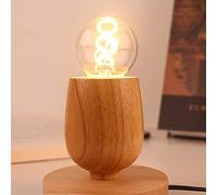 Lampada da Comodino per la Decorazione di casa/Camera da Letto/Soggiorno con Base in Legno, Elegante Lampada da Tavolo in Stile scandinavo Ideale su Un Comodino Vintage,