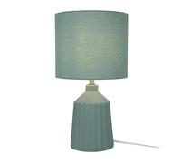 Lampada da Comodino Relaxdays, Base in Ceramica a Coste, Paralume in Tessuto, E14, 42 x 23 cm, Verde Menta