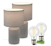 Lampada da comodino set di 2 lampade da tavolo E27 paralume in tessuto interr...