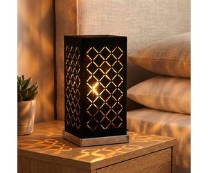 Lampada da Comodino Tavolo Tessuto Nero Bed Breakfast Illuminazione Orientale [EEK: Inaditato]