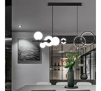 Lampada da cucina a 5 luci Lampadari a sospensione a globo nero con 2 anelli LED Luce bianca fredda Lampada a sospensione lineare regolabile per camera da letto Soggiorno Corridoio (tonalità grigio