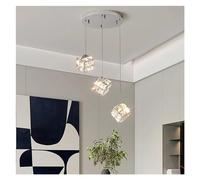 Lampada da Cucina Lampadario a LED in cristallo compatibile con sala da pranzo, cucina, soggiorno, camera da letto, lampada decorativa, luce pendente quadrata in cristallo cromato