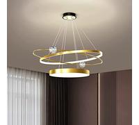 Lampada da Cucina Living Room Kitchen LED Pendant Light, 3 Rings Collection Brass Paint, Crystal Glass Ball,Adjustable Hanging Light Chandelier