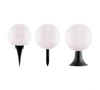 Lampada da esterni con elegante globo bianco e moderna base in policarbonato nero, progettata per illuminazione marciapiede, prato o ingresso (B)