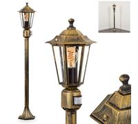 Lampada da esterni Loria, con sensore di movimento in metallo/vetro color oro/marrone/trasparente, lampada da esterno look antico, 107 cm, lampada da giardino, illuminazione da giardino IP44, 1
