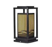 Lampada da esterno a colonna nera, confezione da 1, moderna, impermeabile, per prato, paesaggio, palo esterno cablato per cancello da cortile, pilastro, parco, energia solare, 25 cm (energia solare 2