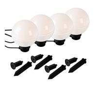 Lampada da esterno a globo a innesto E27 globo luminoso terra picco decorazione giardino, bianco, cavo 5m, presa E27, DxH 20x51 cm, set di 4