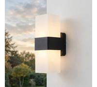 Lampada da esterno a LED da parete Up Down IP44 H: 20,5 cm Nero Bianco quadrata bianco caldo 3000 K 900 lm Lampada da parete da esterno Lampada da balcone Lampada da parete da esterno Terrazza