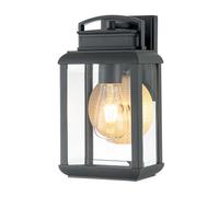 Lampada Da Esterno A Parete E27 IP44 Alta 30,5 Cm In Vetro Alluminio Vintage