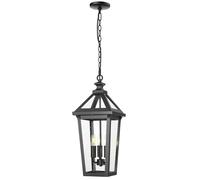 Lampada Da Esterno A Sospensione Rustica 24 Cm Larga IP23 Nera 3X E14