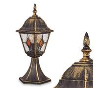 Lampada da esterno Antibes, lampada di base in stile antico, in fusione di alluminio marrone/oro con lastre di vetro, luce di percorso 40 cm, lampada da giardino retrò, E27, IP44, senza lampadina/e