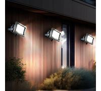 Lampada Da Esterno Applique Faretto Orientabile Alluminio Vetro Grigio Set Di 3