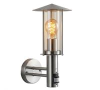 Lampada da esterno, applique per terrazza, sensore di movimento, argento, acciaio inossidabile, IP44
