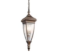 Lampada da Esterno Catena Lanterna Lampada a Sospensione Design Rinascimentale Bronzo Vetro H 62,9 cm