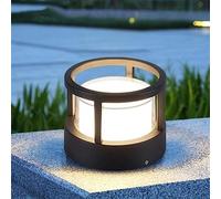 Lampada da Esterno con Tappo Rotondo a LED Impermeabile, Lampada da Colonna cablata, Paralume Bianco Nero, Moderna Lampada da Colonna, Lanterna in Alluminio,Apparecchio di Illuminazione