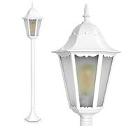 Lampada da esterno/da giardino Hongkong Frost, lampada da terra in stile antico, in fusione di alluminio bianco con lastre di vetro, luce di percorso 120cm, retrò/vintage, E27, IP44, senza lampadina/e