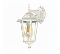 Lampada Da Esterno Da Parete IP44 Bianca Oro E27 Rustica Alluminio Vetro