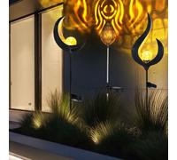 Lampada Da Esterno Faretto Solare LED Luna Goccia Fiamma Effetto Fuoco Set Di 3 [EEK: Inaditato]