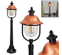 Lampada da esterno Gascon, in metallo/plastica in nero/rame/chiaro, lampada da giardino della casa di campagna 117cm, lampada da sentiero per giardino/patio/giardino, 1xE27, IP44, senza lampadina/e