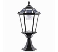 Lampada da esterno in stile europeo per pilastro d'ingresso, alimentata a energia solare, per cortile di villa, adatta ad ambienti umidi, in alluminio pressofuso, con accensione/spegnimento automatico