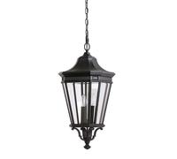 Lampada da esterno lampada a sospensione catena lanterna 3 fiamme ALU vetro D 30,5 cm nero
