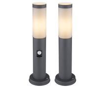 Lampada da esterno lampada da esterno lampada da terra paletto luminoso da giardino lampione segnapasso, rilevatore di movimento IP44, acciaio inox antracite opalino, attacco E27, set di 3