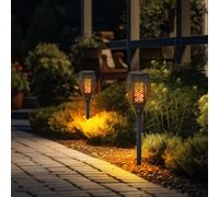 Luce per Esterni Lampada a Spiedo Solare Chiodi LED Nero Effetto Fuoco 2er Set