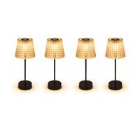 Lampada da esterno lampada solare lampada da tavolo lampada da giardino a LED lampada di cristallo color fumo. plastica nera, batteria ricaricabile IP44, 3000K bianco caldo, H 29 cm, set da 4