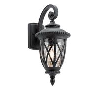 Lampada da esterno lanterna lampada da parete vetro nero H 47,8 cm lampada da giardino IP44 E27 anticata