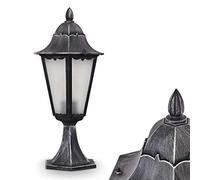 Lampada da esterno Lignac Frost, lampada con base in stile antico, in fusione di alluminio nero/argento, lastre di vetro, luce di percorso 74 cm, lampada da giardino retrò, E27, IP44, senza lampadina