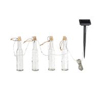 Lampada da esterno luci fiabesche giardino lampada solare 4 fiamme, luce LED patio bottiglie di vetro chiaro decorazione giardino, 12x LED bianco caldo, LxLxH 4,8x4,8x14,5 cm
